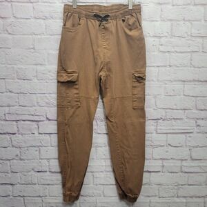 VTG Phat Farm Cotton Cargo Jogger‎ Pants Womens M Beige Tan Drawstring Elastic